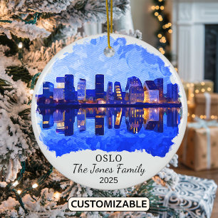 Personalized Oslo Ornament, Norway Ceramic Tree Decoration