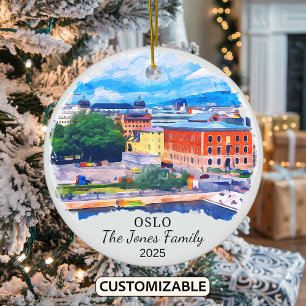 Personalized Oslo Ornament, Norway  Ceramic Tree Decoration