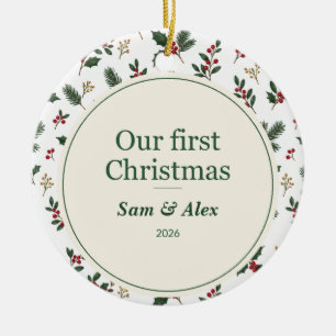Personalized Our First Christmas Couple Ceramic Tree Decoration
