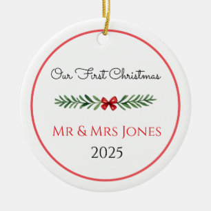 Personalized Our First Christmas Greenery Ornament
