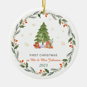Personalized Our First Christmas Married Ceramic Tree Decoration