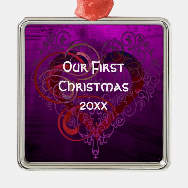 Personalized Our First Christmas Square Ornament (Front)