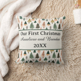 Personalized Our First Christmas Together Holiday  Cushion