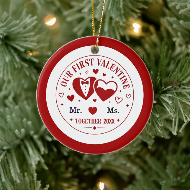 Personalized "Our First Valentine" Mr. & Ms.  Ceramic Tree Decoration (Tree)
