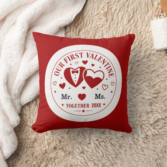 Personalized "Our First Valentine" Mr. & Ms.  Cushion (Blanket)