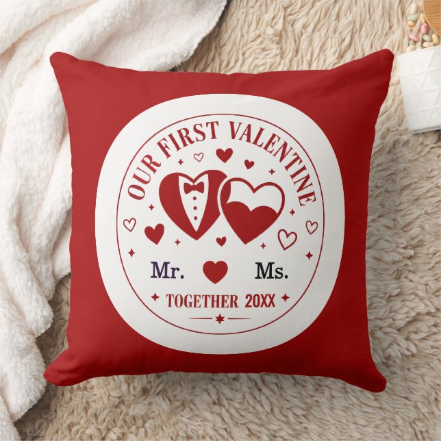 Personalized "Our First Valentine" Mr. & Ms.  Cushion (Blanket)
