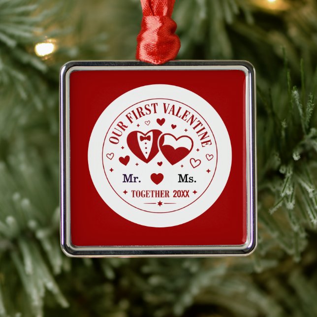 Personalized "Our First Valentine" Mr. & Ms.  Metal Tree Decoration (Tree)