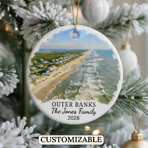 Personalized Outer Banks Ornament, North Carolina Ceramic Tree Decoration