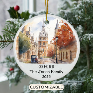 Personalized Oxford Ornament, England Ceramic Tree Decoration