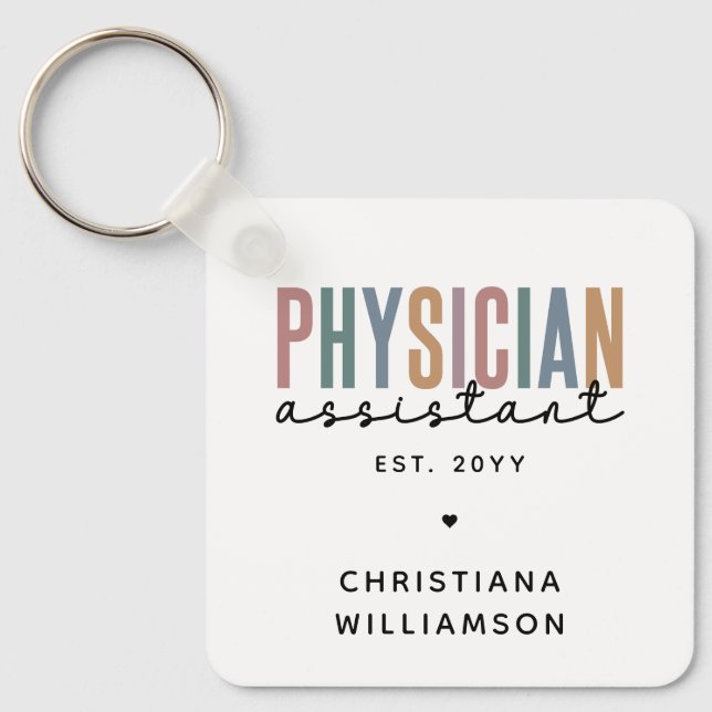 Personalized PA Physician Assistant Graduation Key Ring (Front)