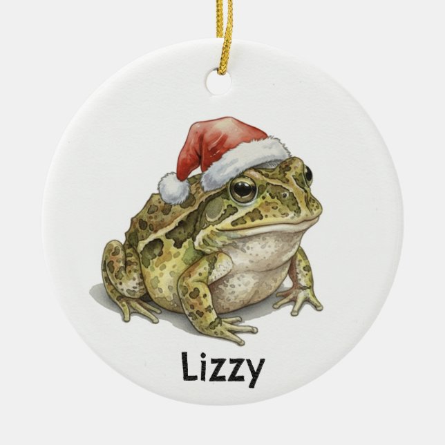 Personalized Pacman frog at Christmas Ceramic Tree Decoration (Front)