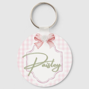 Personalized Paisley Baby Girl Nursery Gingham Key Ring