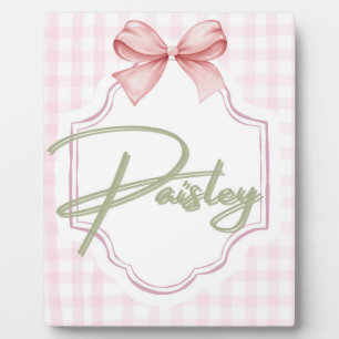 Personalized Paisley Baby Girl Nursery Gingham  Plaque
