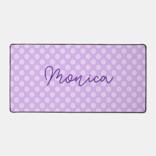 Personalized Pale Lavender Polka Dot Desk Mat