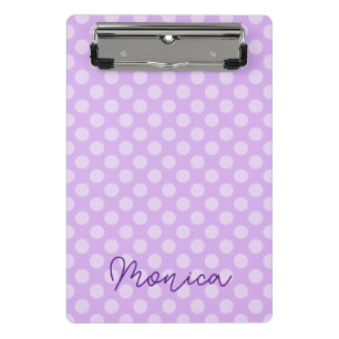 Personalized Pale Lavender Polka Dot Mini Clipboard