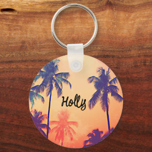 Personalized Palm Tree Doublesided Keychain