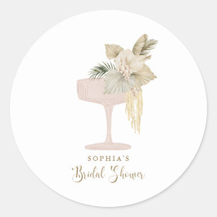 Personalized Palms and Prosecco bridal shower Classic Round Sticker