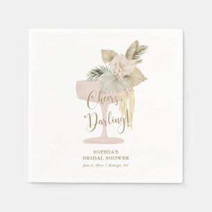 Personalized Palms and Prosecco Bridal Shower Napkin