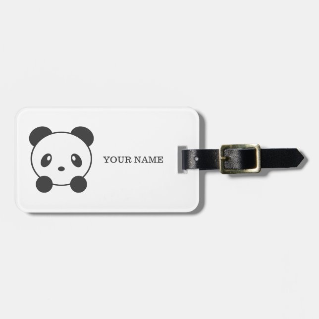 Personalized panda luggage tag (Front Horizontal)