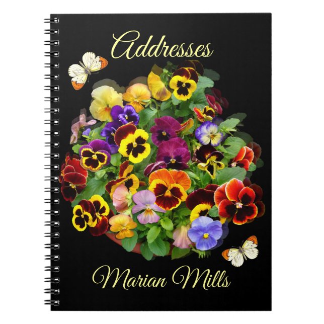 Personalized Pansy and Butterfly  Address Book (Front)