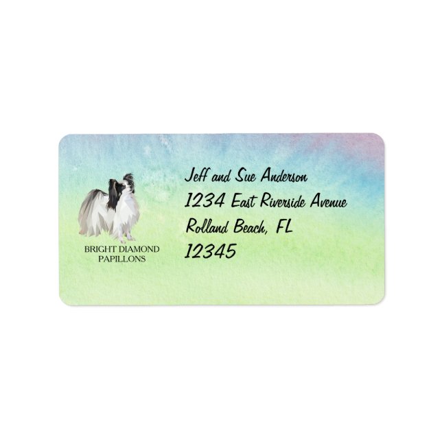 Personalized Papillon Dog Art Address Label (Front)