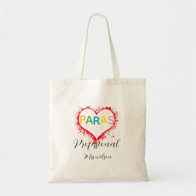 Personalized paraprofessional educator teacher tote bag (Front)
