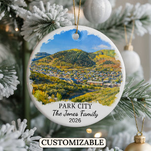 Personalized Park City Ornament, Custom Utah Ceram Ceramic Tree Decoration