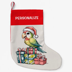 Personalized parrot wearing a Santa hat  Christmas Small Christmas Stocking