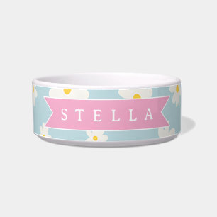Personalized Pastel Blue Daisy Coquette Girly Cute Bowl