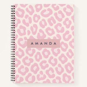 Personalized Pastel Blush Pink Leopard Print Notebook