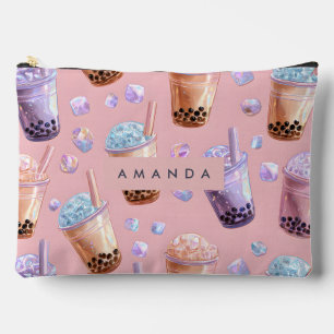 Personalized Pastel Boba Tea Dream Aesthetic Accessory Pouch