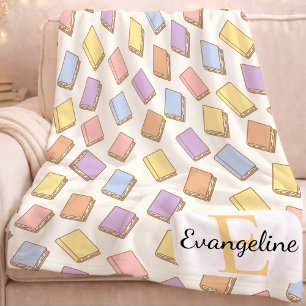 Personalized Pastel Bookish Aesthetic Pattern Fleece Blanket