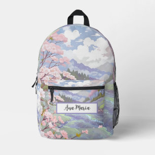 Personalized Pastel Cherry Blossoms Watercolor Printed Backpack