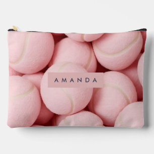 Personalized Pastel Chic Pink Tennis Ball Accessory Pouch