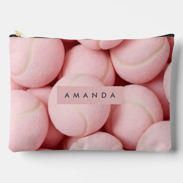 Personalized Pastel Chic Pink Tennis Ball  Accessory Pouch (Front)