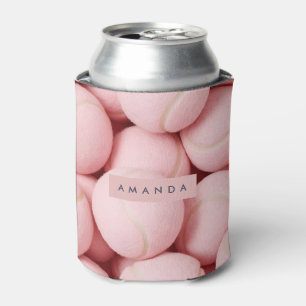 Personalized Pastel Chic Pink Tennis Ball Can Cooler