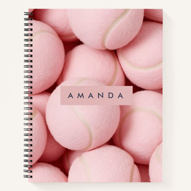 Personalized Pastel Chic Pink Tennis Ball  Notebook (Front)
