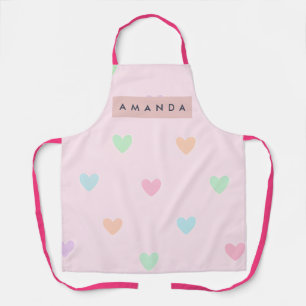 Personalized Pastel Colorful Heart Pattern Apron