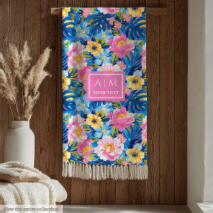 Personalized pastel colors watercolor preppy throw fleece blanket