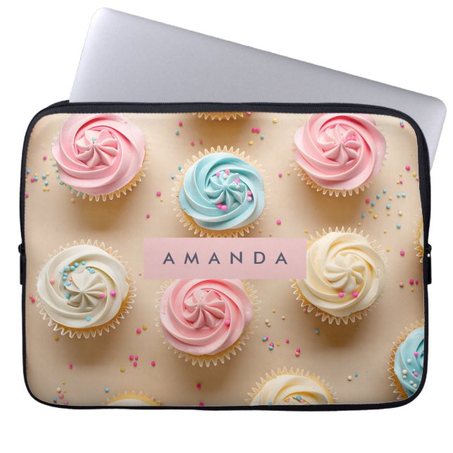 Personalized Pastel Cupcake Sprinkle Laptop Sleeve (Front)