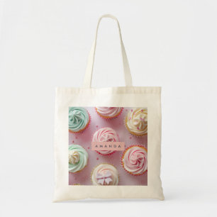 Personalized Pastel Cupcake Swirl Tote Bag