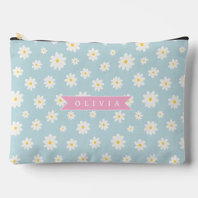 Personalized Pastel Daisy Coquette Girly Cute Accessory Pouch (Front)