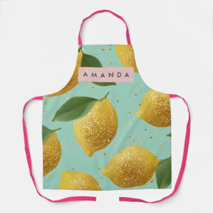 Personalized Pastel Glitter Lemon Style Apron