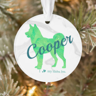 Personalized Pastel Green Color Shiba Inu Dog Ornament