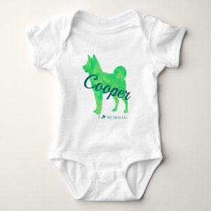 Personalized Pastel Green Shiba Inu Baby Bodysuit