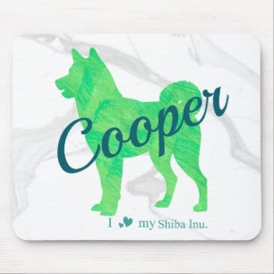 Personalized Pastel Green Shiba Inu Dog Custom Mouse Mat