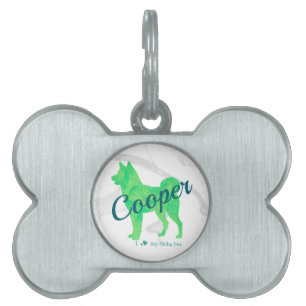 Personalized Pastel Green Shiba Inu Dog Custom  Pet ID Tag