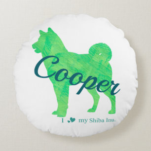 Personalized Pastel Green Shiba Inu Throw Pillow 