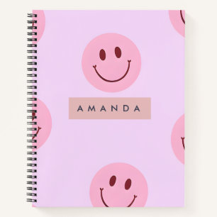 Personalized Pastel Lavender & Pink Smiley Face Notebook