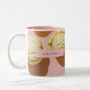 Personalized Pastel Lemon Cream Bliss Two-Tone Coffee Mug